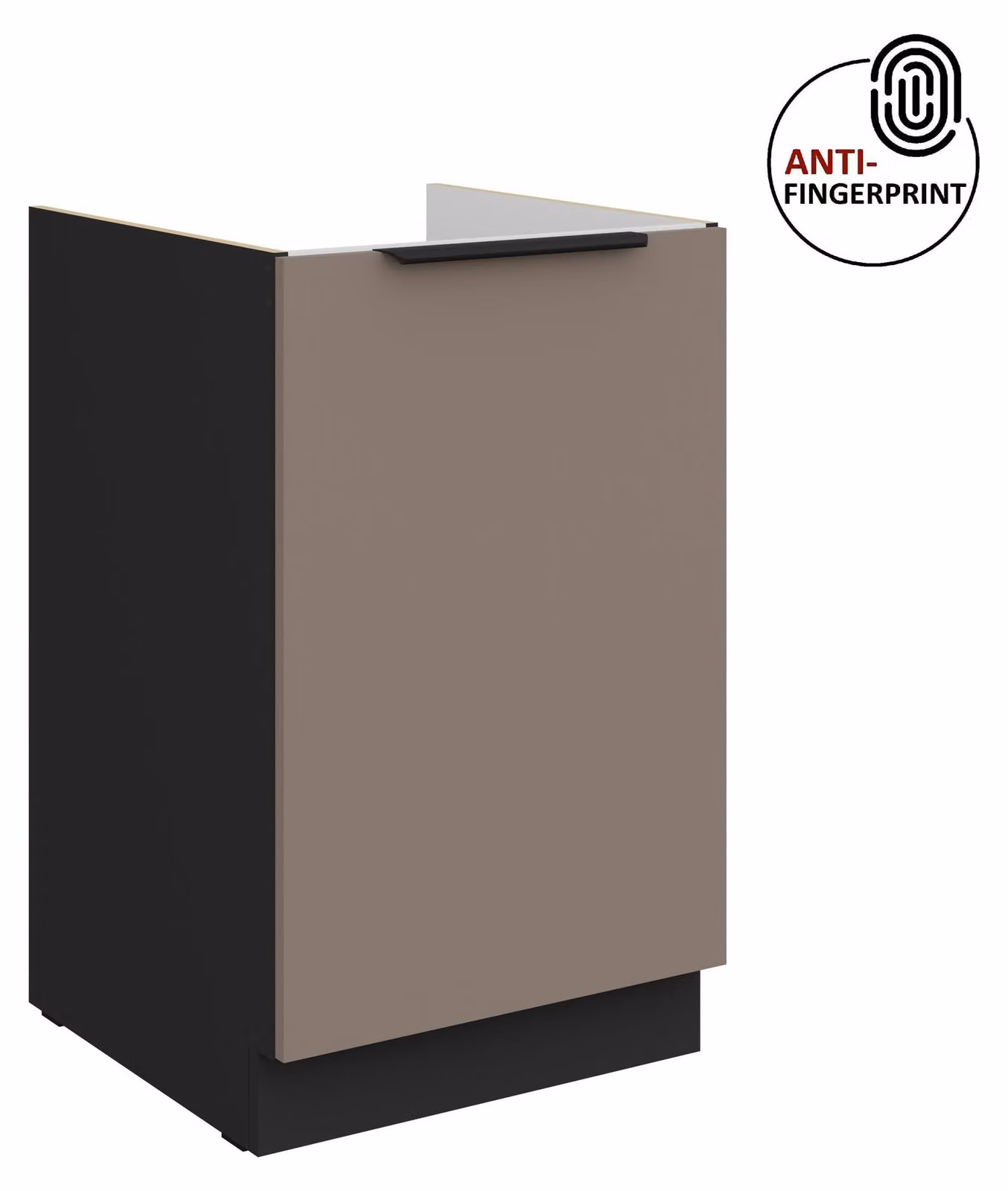 Mobile sottolavello da cucina 50 cm, cucina ARIA grigio sabbia ultra opaco + nero opaco, frontali di alta qualità con rivestimento anti-impronta, cucina a incasso, blocco cucina