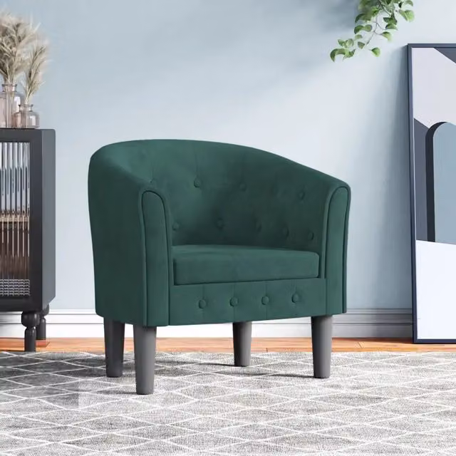 Divano Sedia-Poltrona Cabriolet Verde Scuro in Velluto 144217
