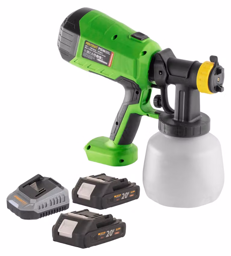 Pistola a spruzzo a batteria Procraft PSE40bb 20 V + 2 batterie 2,0 Ah + caricabatterie