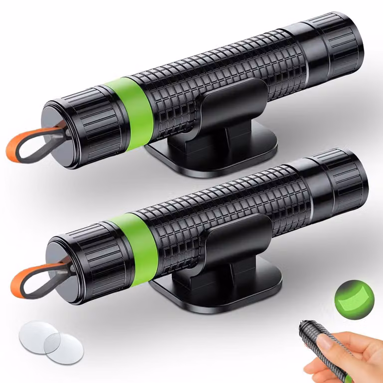 Nothammer 2-in-1 con taglierino per cinture, colore nero fosforescente, confezione da 2 pezzi, inclusi occhiali di prova