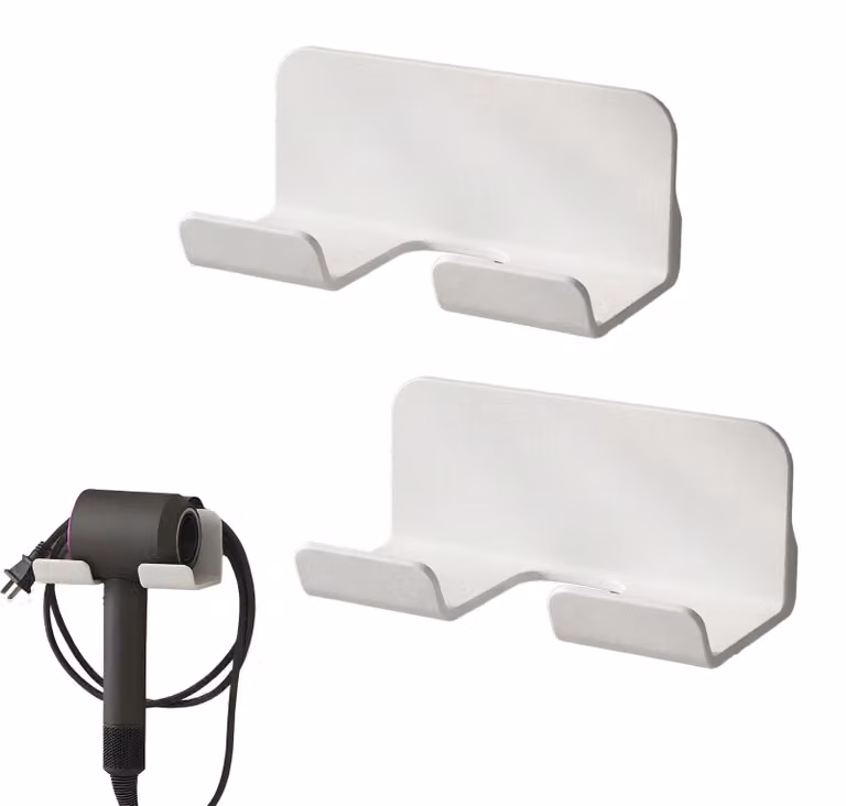 Solidchoice - Supporto per asciugacapelli senza foratura, 2 pezzi, montaggio a parete (bianco)