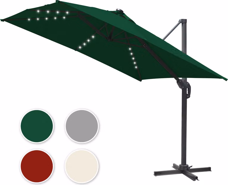 Jayseuw 300 cm Ombrellone da giardino con manovella, inclinabile, UV50+ Verde