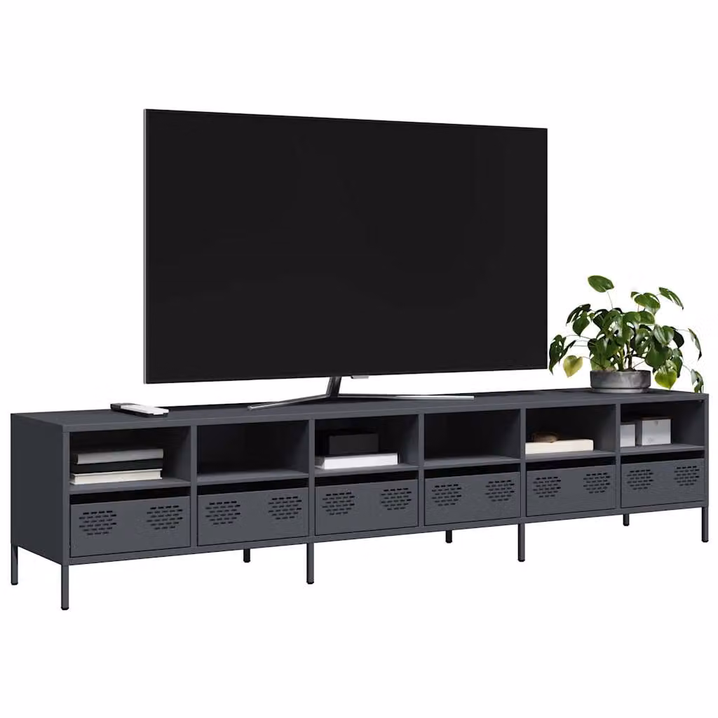 Mobile TV vidaXL in metallo antracite L: 202 cm, P: 39 cm, H: 43,5 cm – 1