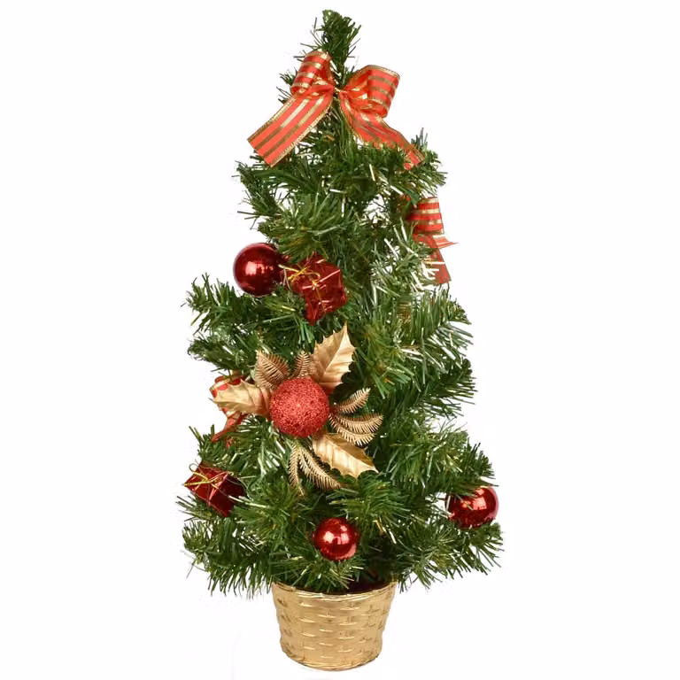 Albero decorato in rosso e oro 45 cm