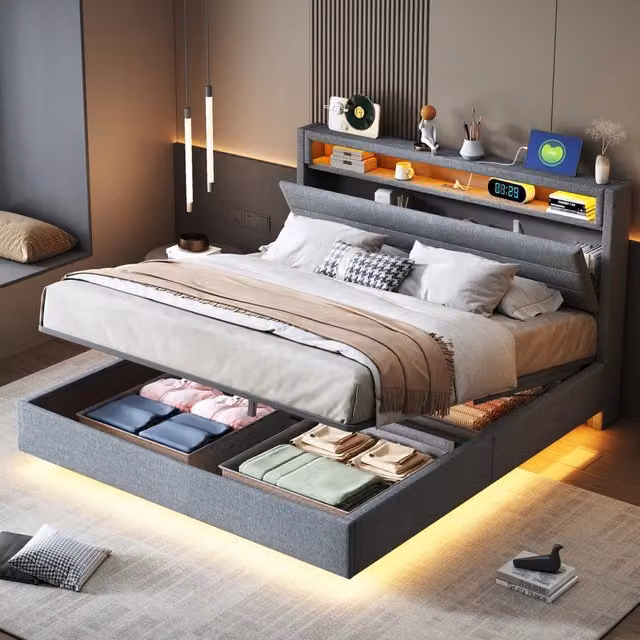 letto imbottito lino grigio 140 x 200 cm