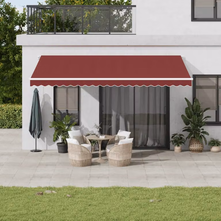 Tenda da Sole Retrattile Automatica con Motore vidaXL, Colore Rosso e Bianco, L: 500 cm, P: 350 cm