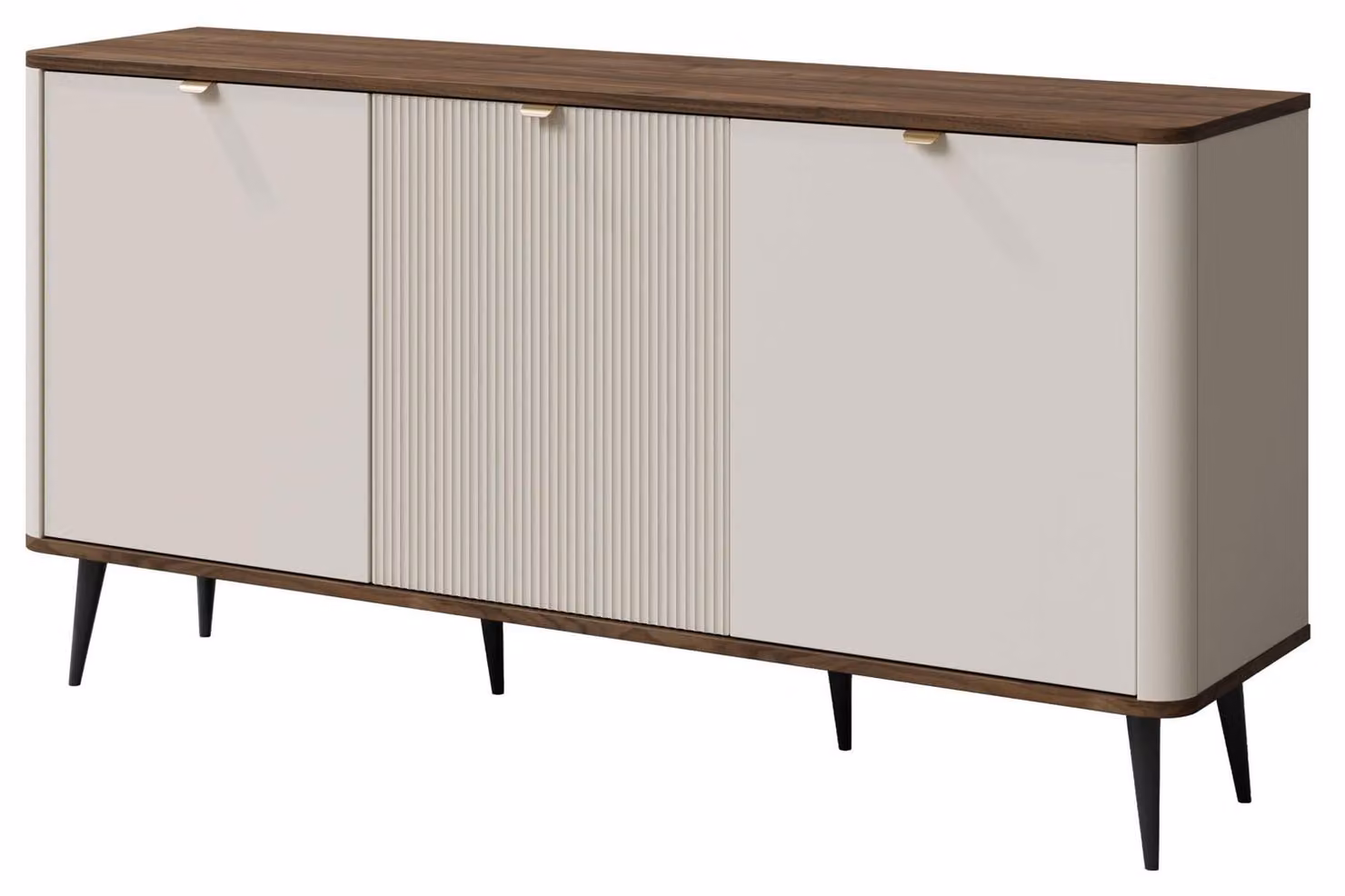 Credenza Marly cassettiera 160x40x82cm colore selezionabile a 3 ante, cashmere / noce