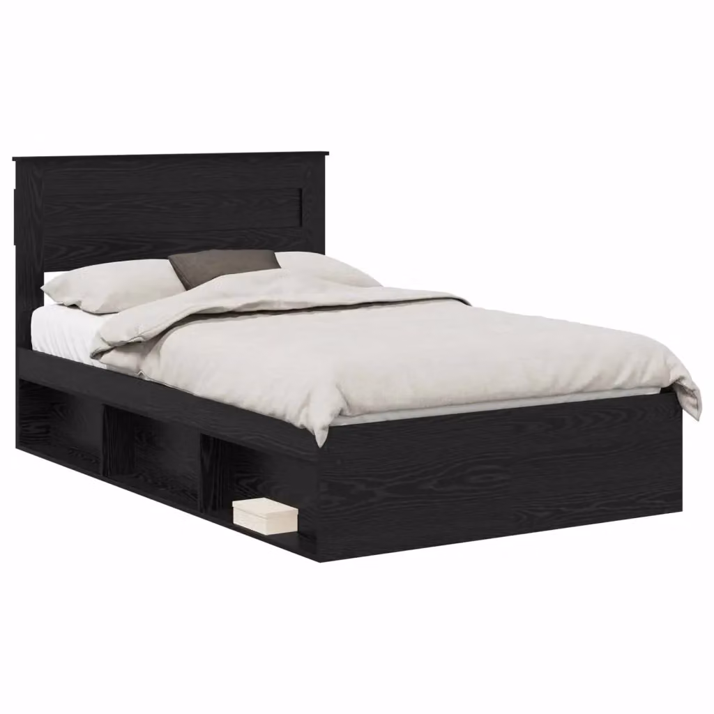 Struttura del letto moderna vidaXL in legno di pino nero L/P/H: 140 x 190 cm – 2