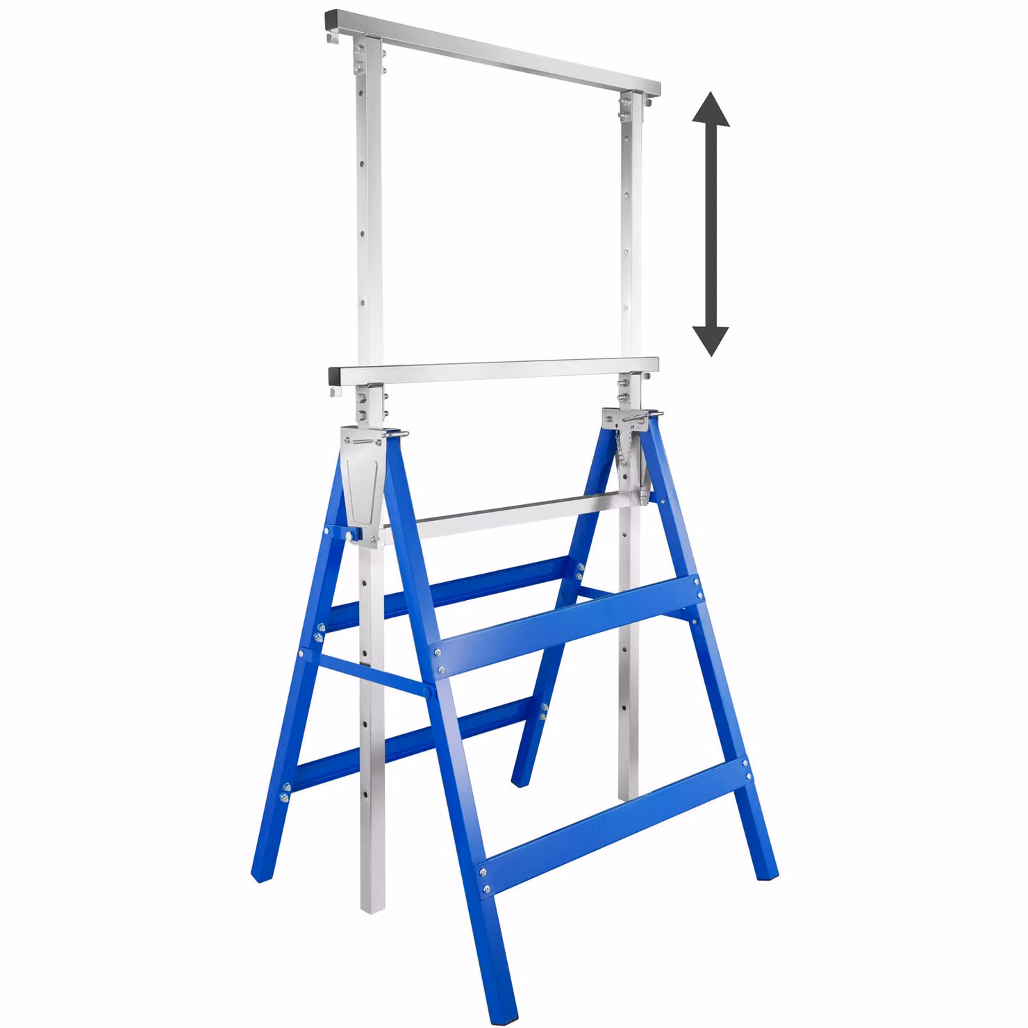 Set di 2 coppie di cavalletti di sostegno regolabili in altezza tectake in acciaio blu – 4