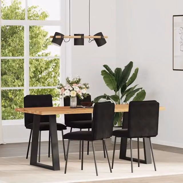 Set di 4 sedie da pranzo vidaXL in velluto nero con struttura in metallo e legno per soggiorno e sala da pranzo