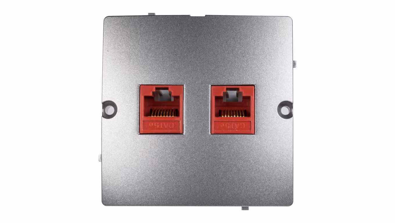 Simon Basic Presa doppia per computer 2xRJ45 cat.5e in acciaio inox BMF52.02/21