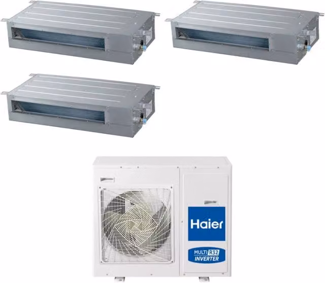 Condizionatore Canalizzato Slim Haier Trial Split Inverter Bassa Prevalenza con Wi-Fi Integrato, Colore Bianco