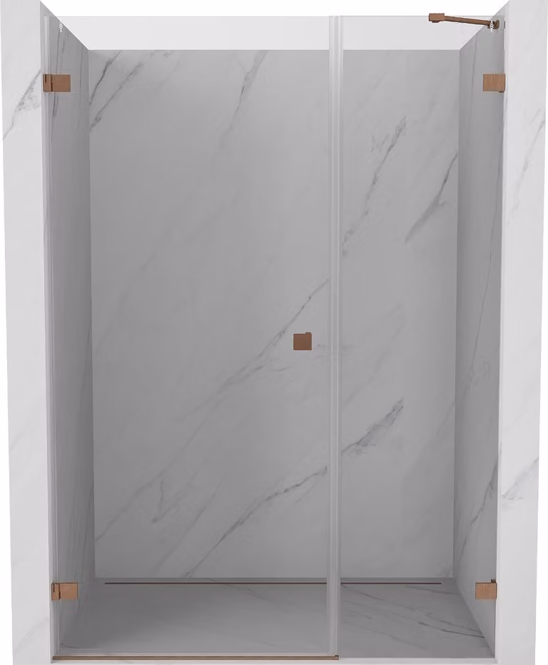 Mexen Lunar-B porta doccia a battente sinistra 120 cm, trasparente, rame spazzolato - 832S-120-050-65-00-L