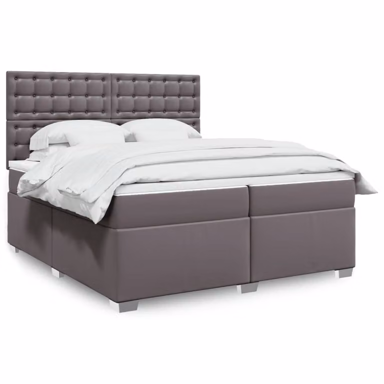 vidaXL Letto Ibrido con Materasso Grigio e Bianco in Similpelle e Tessuto 200x200 cm