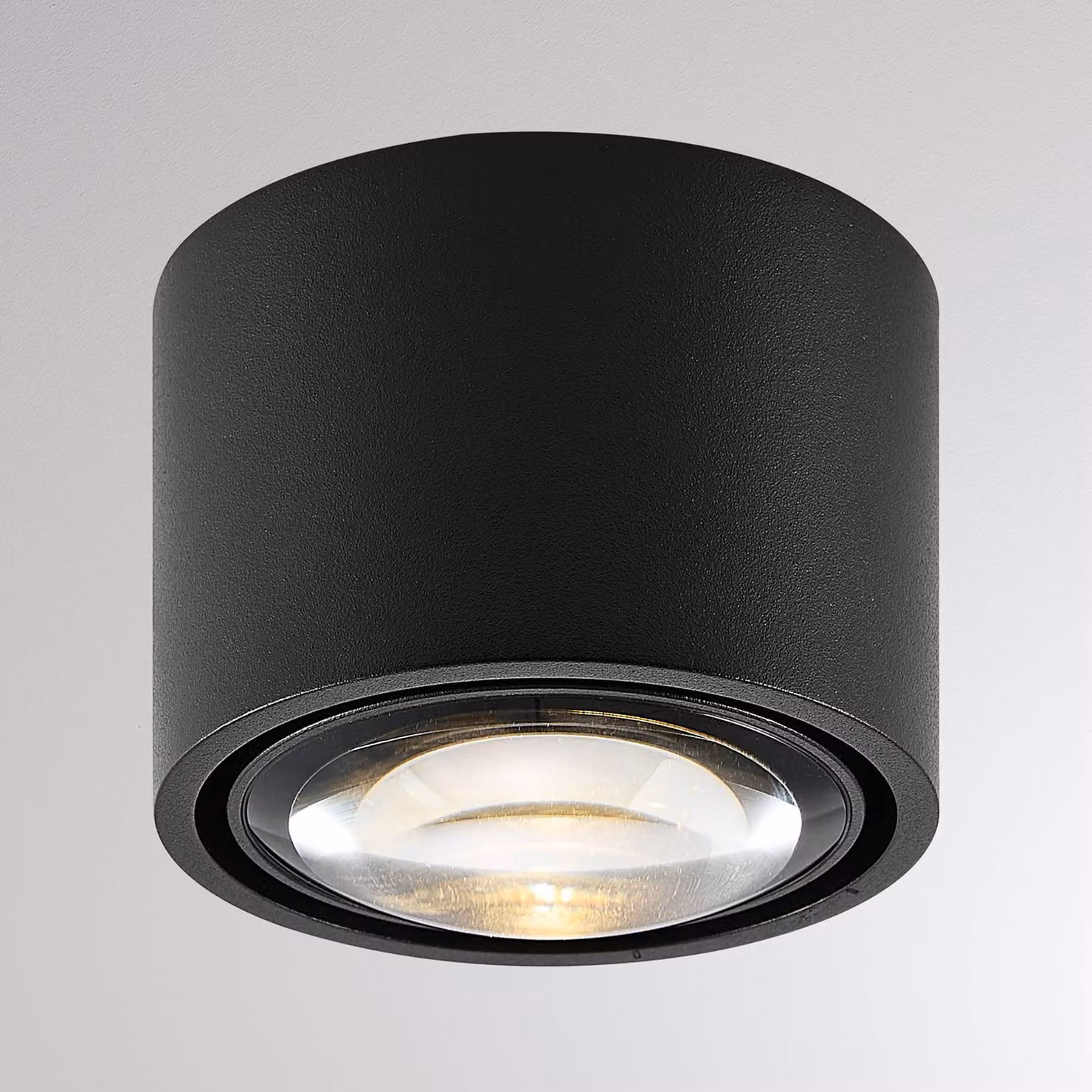 Molto Luce Plafoniera LED da esterni MAG MINI, nera, Ø 9 cm, CCT dimmerabile, IP44 dimmerabile, Nero, Bagno, Alluminio, Moderno, Plafoniera