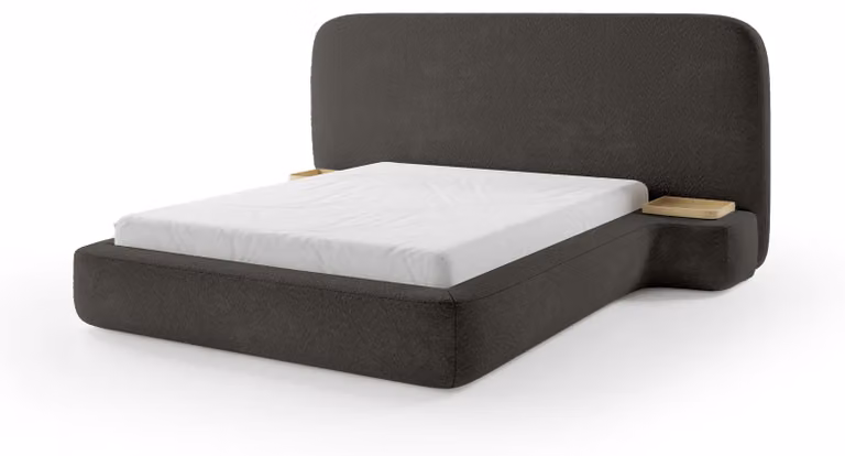 Letto imbottito Genz, color basalto, 140 x 200 cm