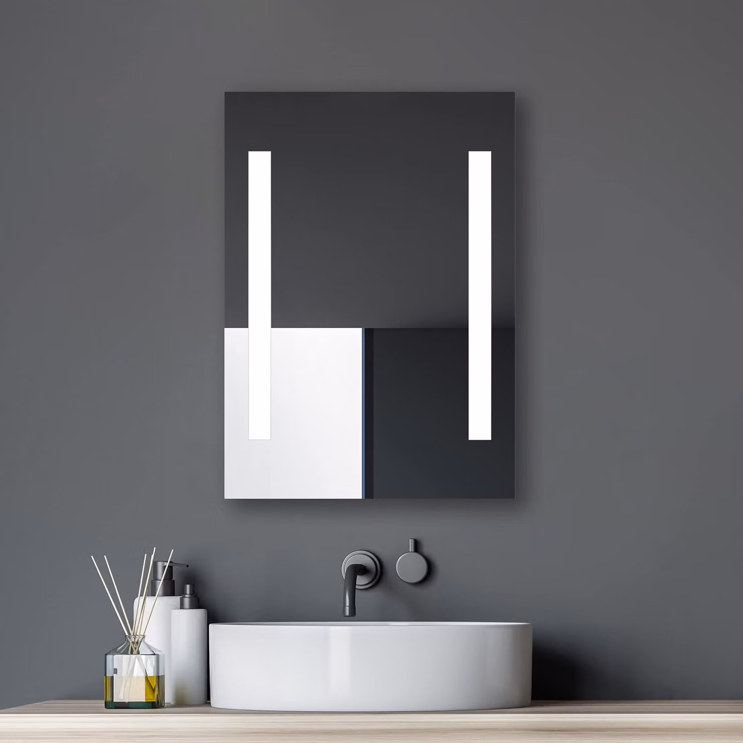 Specchio da bagno a LED, 50x70 cm, 4200K, design moderno