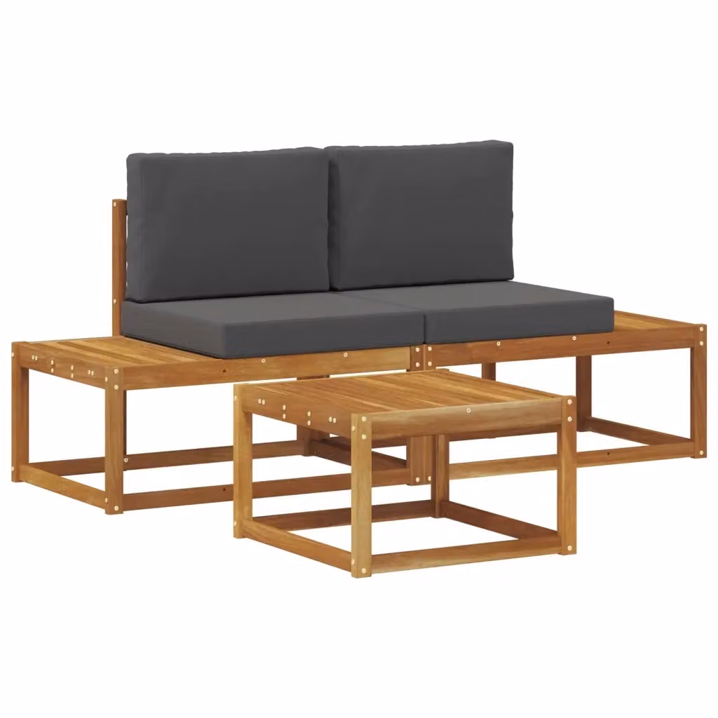 Set di divani da esterno moderno vidaXL in legno di acacia con cuscini beige e grigi – 2