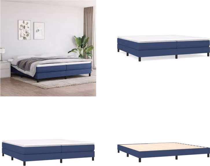 vidaXL Letto a molle blu 200x200 cm in tessuto - Letto a molle - Letti a molle - Letto - Mobili per la camera da letto