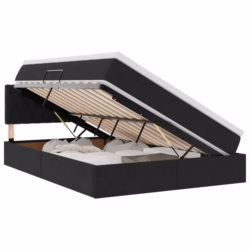 Letto con contenitore e illuminazione LED vidaXL in velluto nero L/P: 140 x 200 cm – 2
