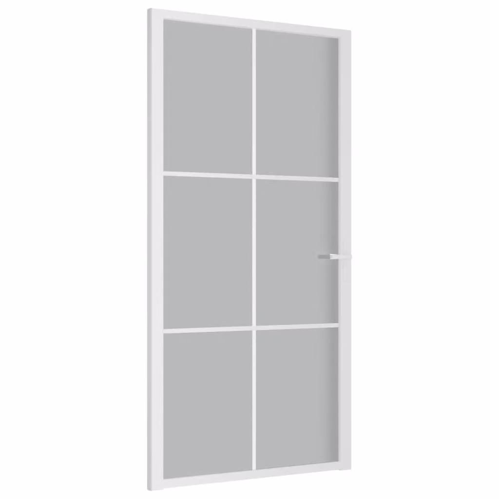 Porta interna 102,5x201,5 cm Vetro satinato bianco e alluminio