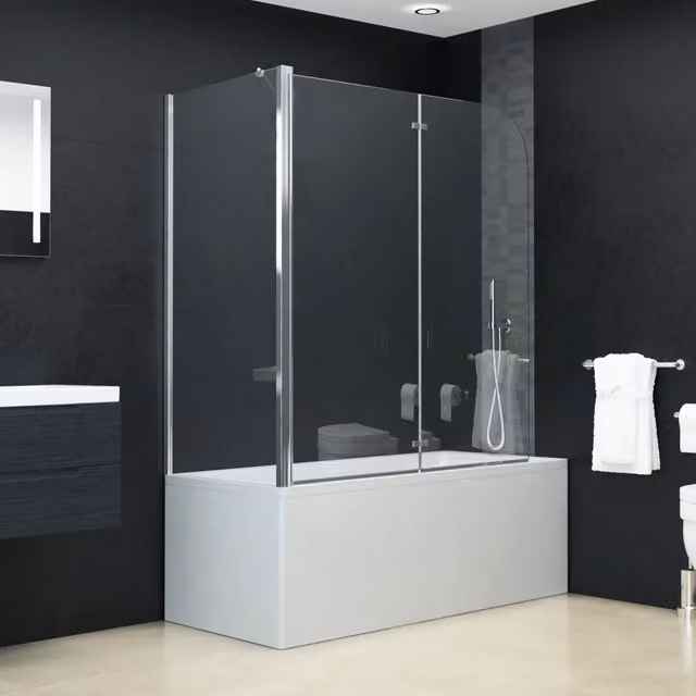Box Doccia Pieghevole a Libro Rettangolare vidaXL in Vetro Trasparente con Profilo Argento L: 120 cm, P: 68 cm, H: 130 cm