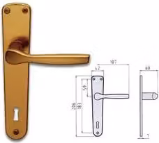 Set di maniglie per porta con placca lunga Ghidini in ottone color bronzo o argento