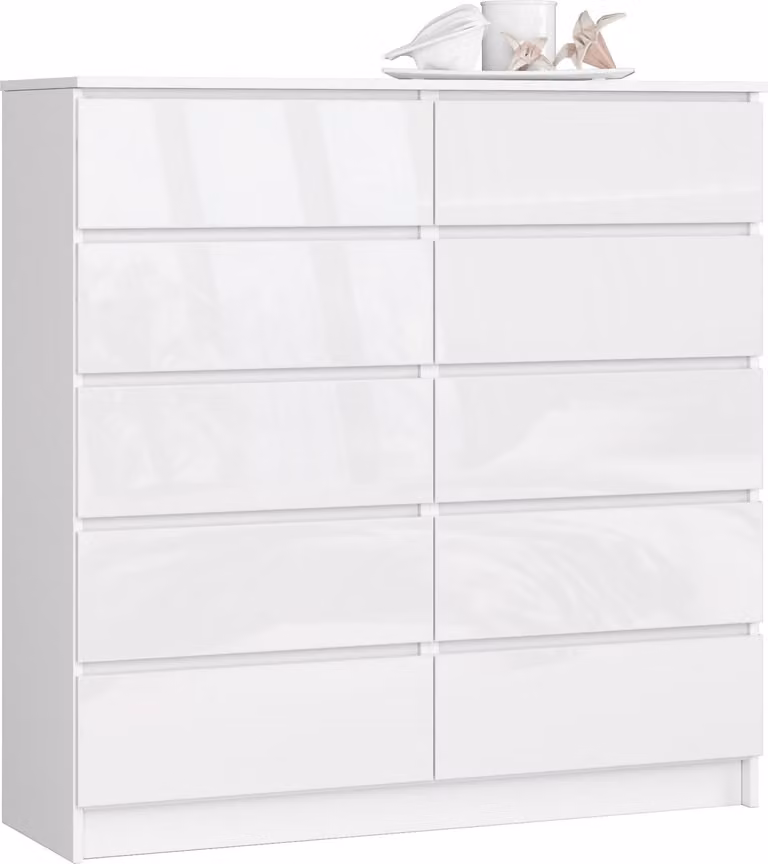 Akord Credenza 10 Cassetti Bianco Lucido 120X40X121 Cm