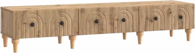 Credenza per TV moderna in legno di rovere marrone con cassetto DESIGN IN L 147 x P 34,5 x H 30 cm