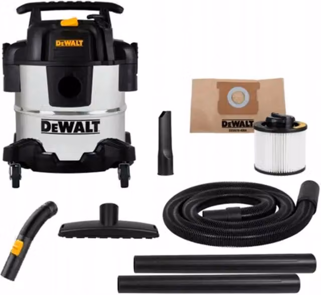 Aspiratore per solidi e liquidi DeWalt DXV20SC giallo in acciaio inossidabile