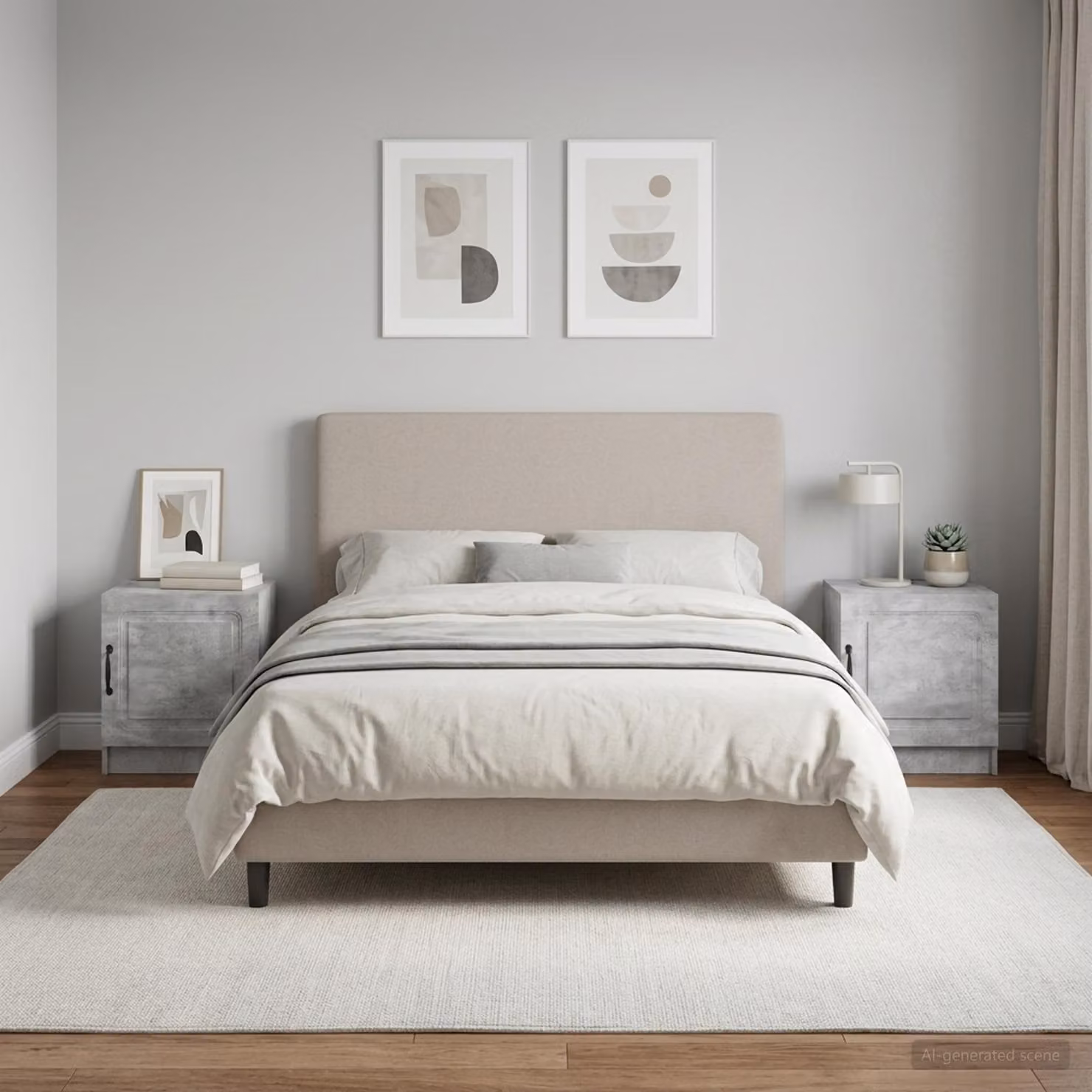 Set di 2 comodini vidaXL moderni in MDF colore grigio cemento L 43 cm x P 34,5 cm x H 47 cm