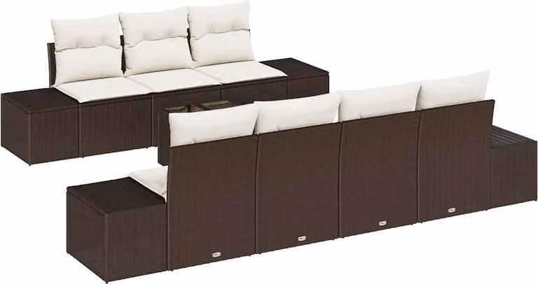 Set Divano da Giardino 8 pcs Marrone e Crema polyrattan