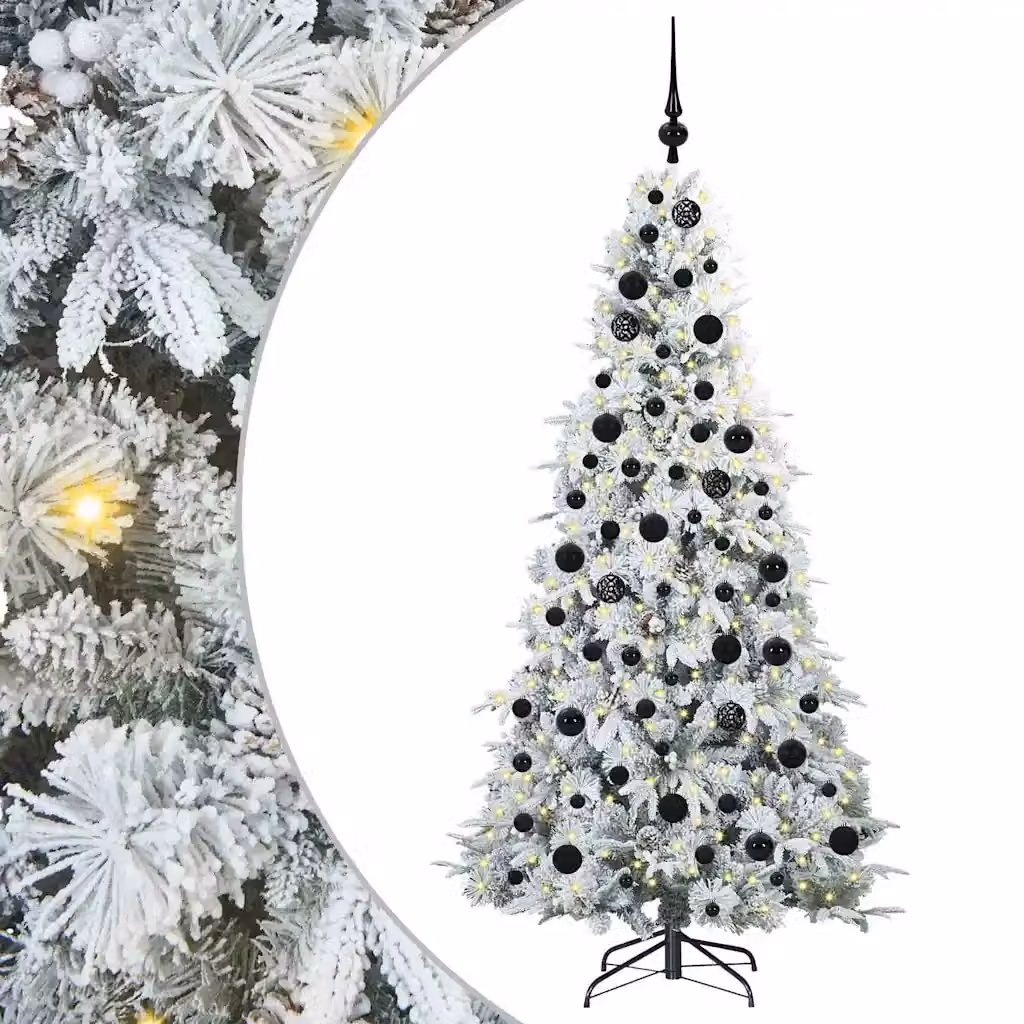 Albero di Natale Artificiale Moderno vidaXL Bianco con Rami Pieghevoli e Luci LED Warm White – 2
