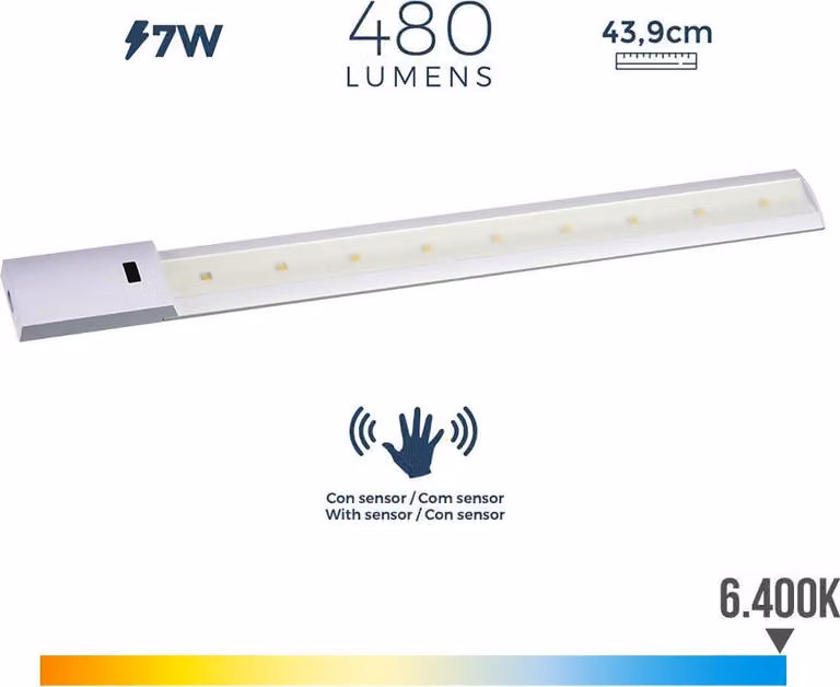 Striscia LED con sensore 7w 480lm 6400k luce fredda 5,5x43,9cm edm