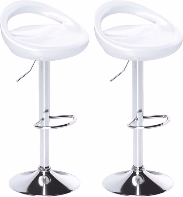 Set di 2 sgabelli da bar GIORDANOSHOP moderni con seduta in ecopelle bianca e struttura in metallo laccato, altezza regolabile – 1