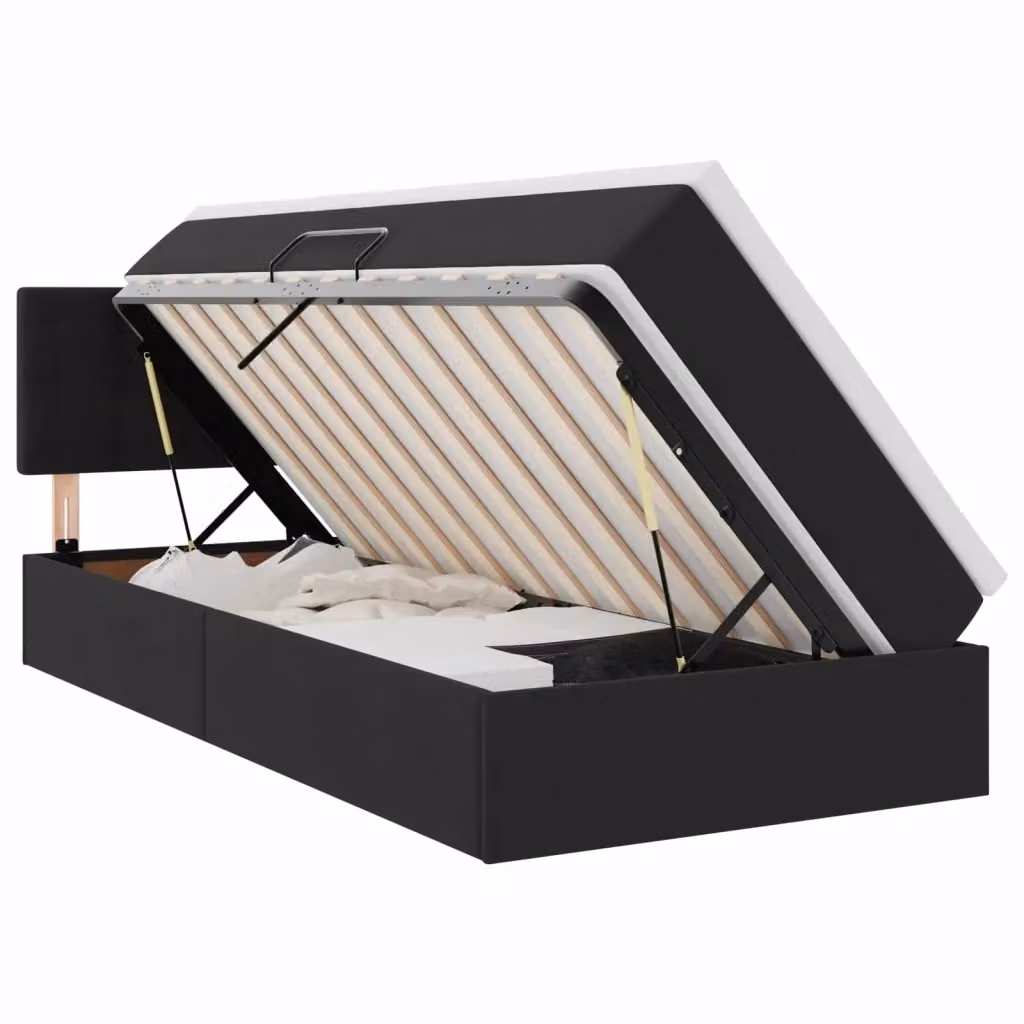 Letto con contenitore e testiera vidaXL in velluto nero L 90 cm x P 190 cm – 2