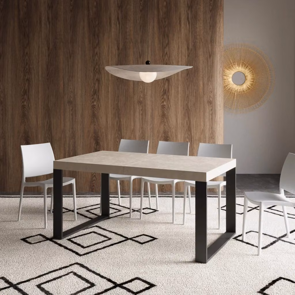 Tavolo Allungabile Moderno GIORDANOSHOP Tecno Premium Cashmere con Telaio Antracite L/P/H: 160-264 x 90 x 77 cm – 2