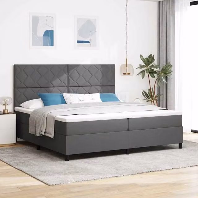 Letto a molle con testiera vidaXL in tessuto grigio L: 200 cm, P: 200 cm, H: 280 cm