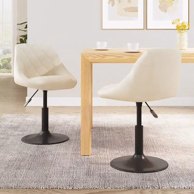 Set di 2 sedie da pranzo girevoli vidaXL in velluto beige con base moderna