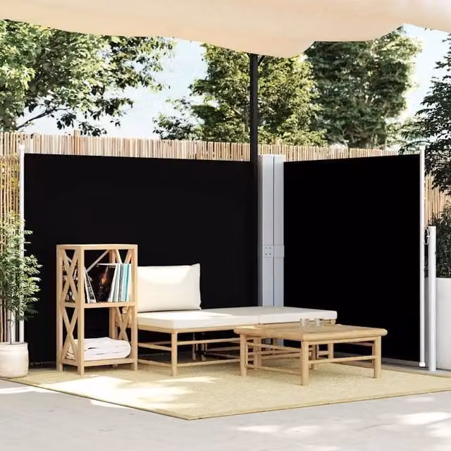 Tenda da Sole Laterale Retrattile Nera 140x1000 cm