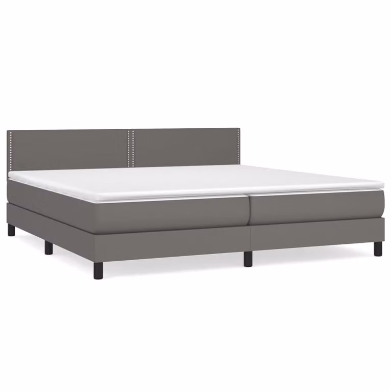 Giroletto a Molle con Materasso Grgio 200x200 cm in Pelle finta