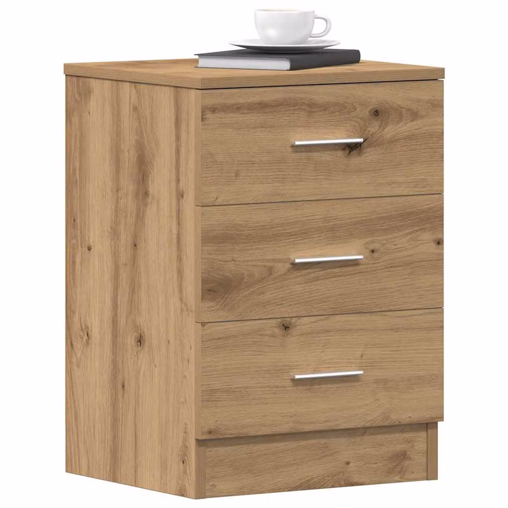 Set di 2 comodini vidaXL in legno Rovere Artigianale, colore marrone, L 38 cm x P 35 cm x H 55 cm