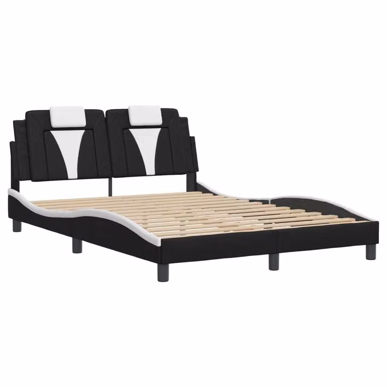 Giroletto Viana senza Materasso Nero e Bianco 140x200 cm in Pelle finta