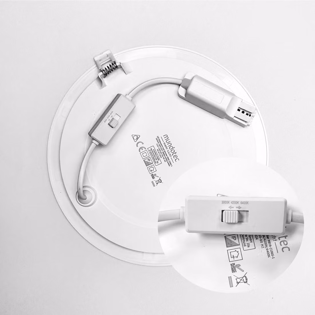 23 W LED pannello da incasso pannello da incasso luce sottile pannello rotondo CCT 3000K 4200K 6400K Ø 30 cm