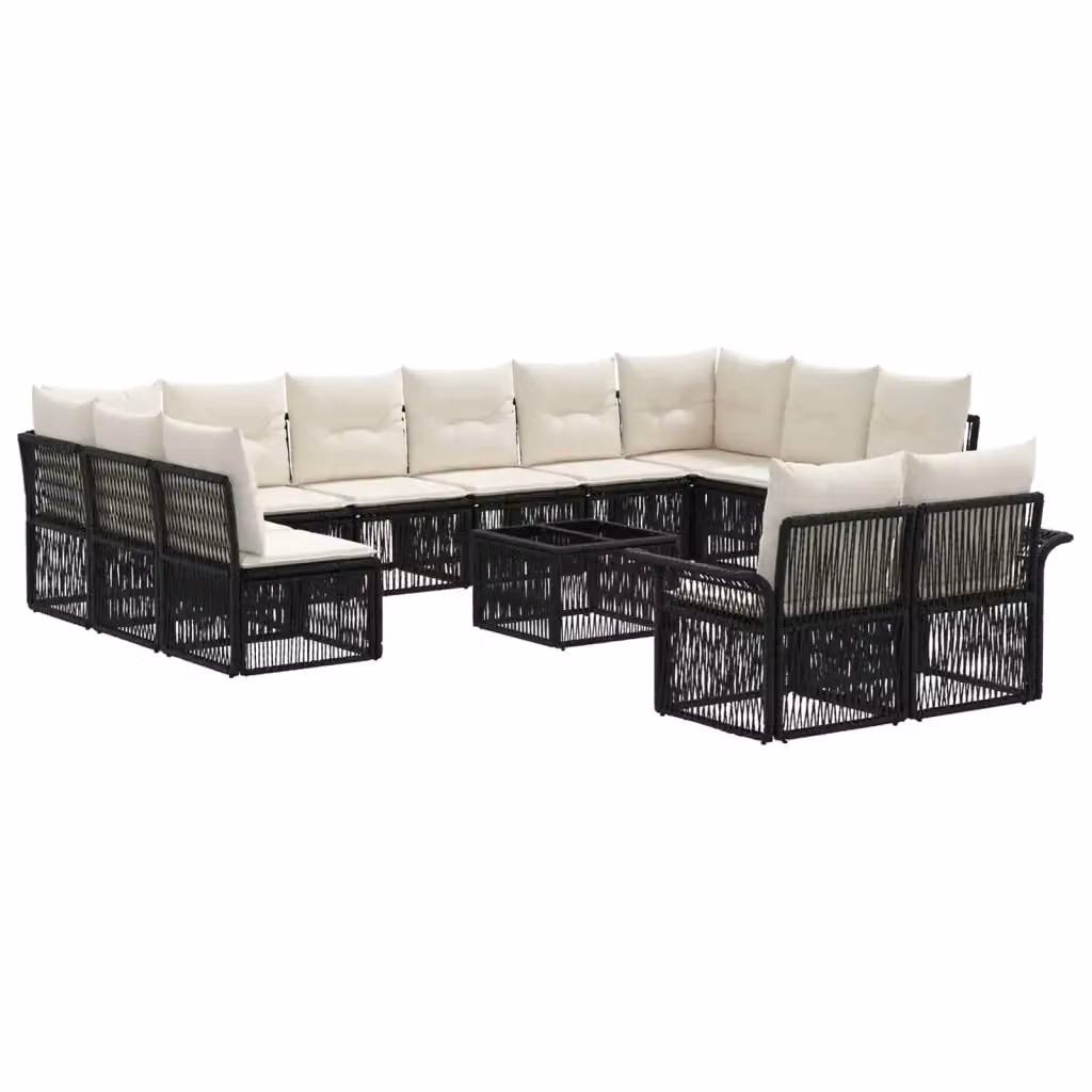 Set Divano da Giardino a L vidaXL con Cuscini e Tavolino Nero – 2