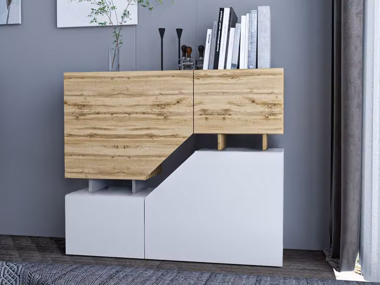 MIRJAN24 Comò Ceelias, credenza moderna per soggiorno con ante, credenza alta industriale (colore: bianco / Wotan)