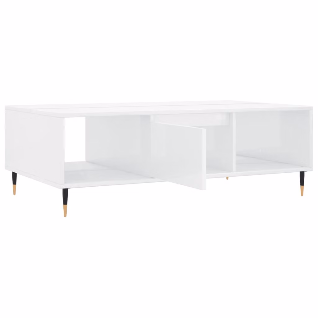 Tavolino da Salotto Bianco Lucido 104x60x35cm Legno Multistrato