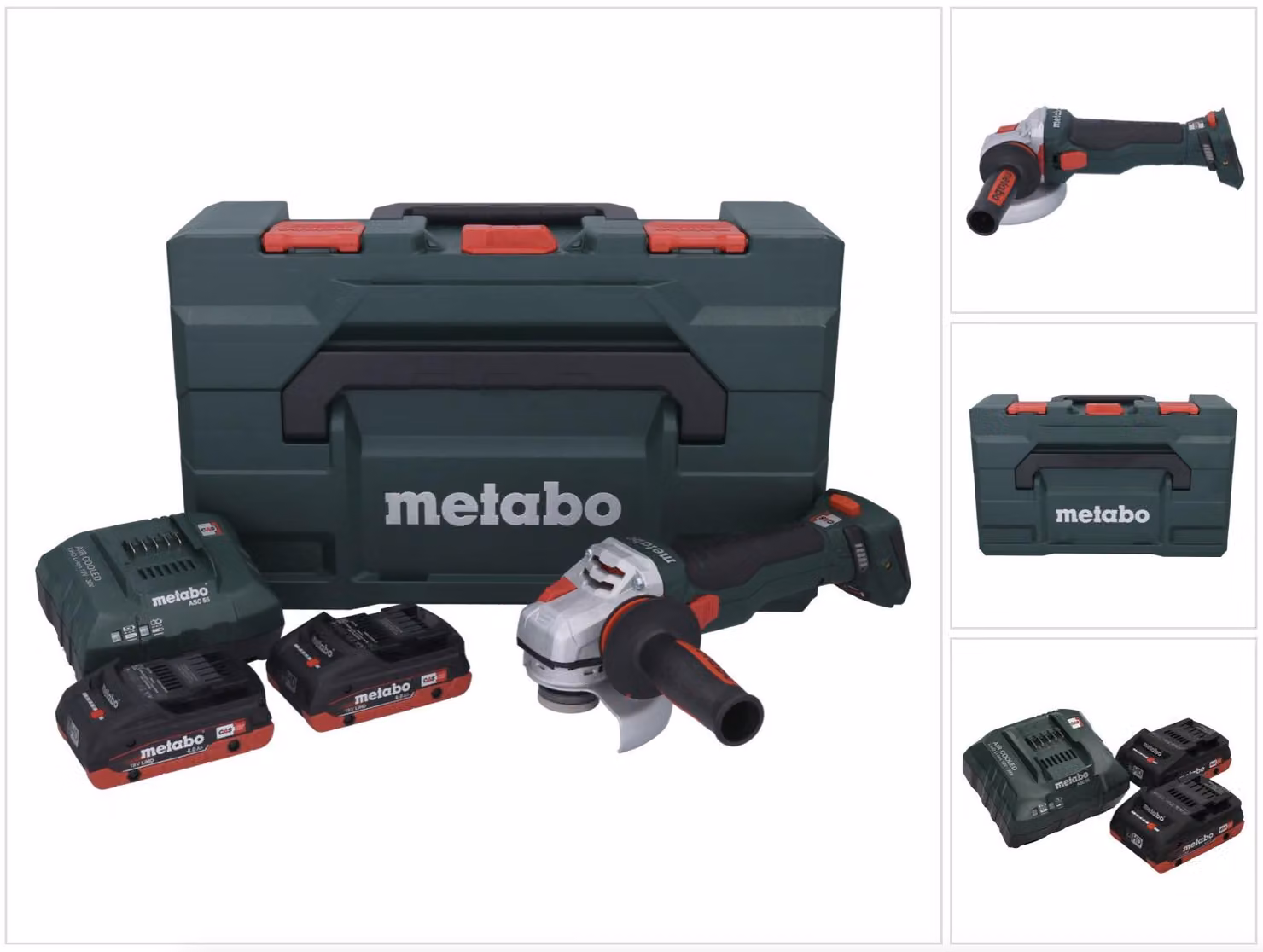 Metabo WB 18 LTX BL 15-125 Quick Smerigliatrice angolare a batteria 18 V 125 mm Brushless + 2 batterie da 4,0 Ah + caricabatterie + metaBOX