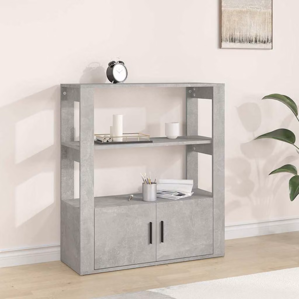 Credenza vidaXL in legno multistrato grigio, sospesa, L 80 x P 30 x H 90 cm