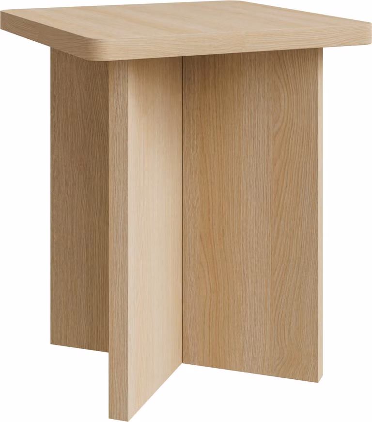 Selsey Qubeo - Tavolino da 42 cm, quadrato con struttura a croce, effetto legno di quercia